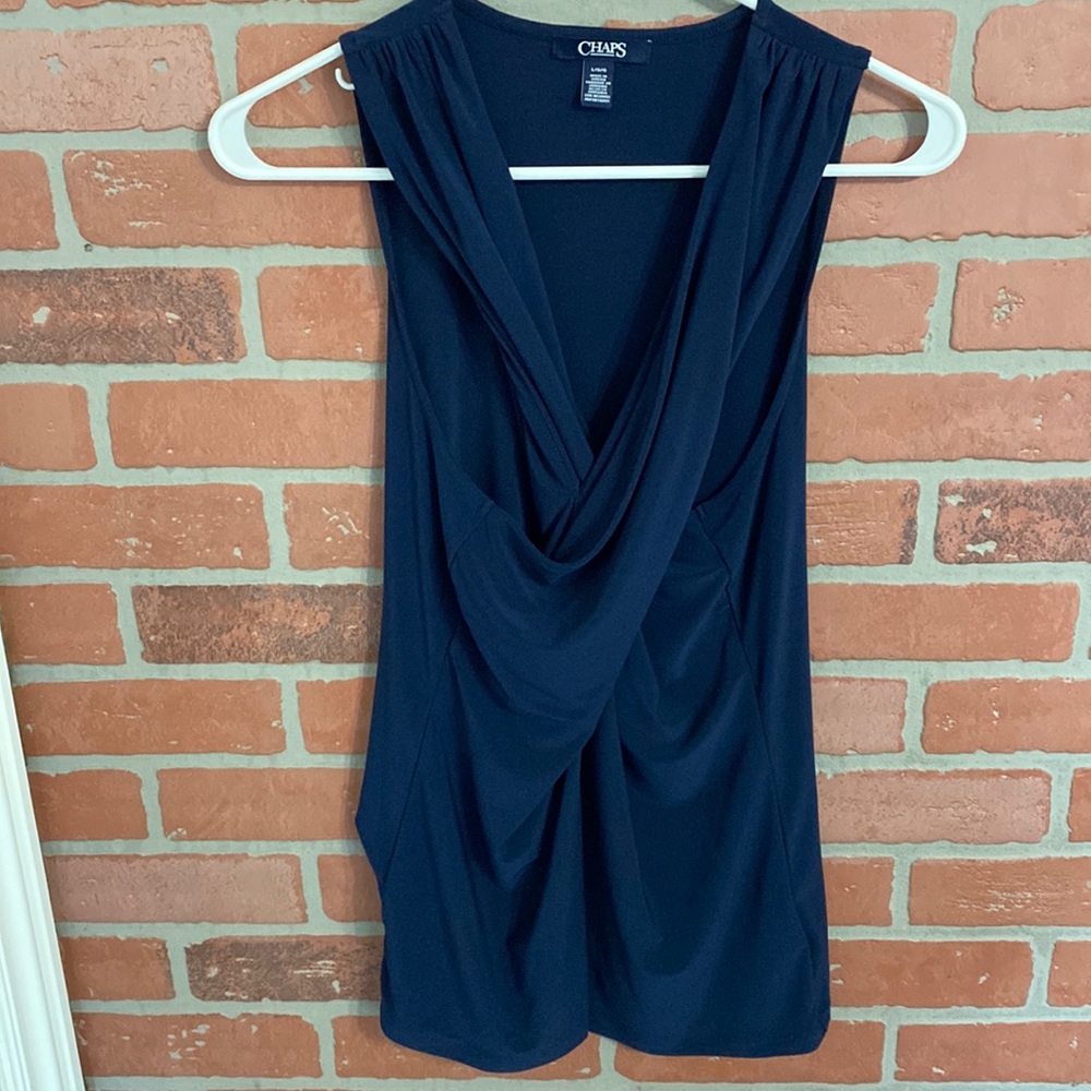 Cross cross front blue shirt